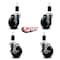 Service Caster 4'' Soft Rubber Wheel Swivel 1-1/2'' Expanding Stem Caster Set 2 Brakes, 4PK SCC-EX20S414-SRS-2-TLB-2-112 - alternate 4